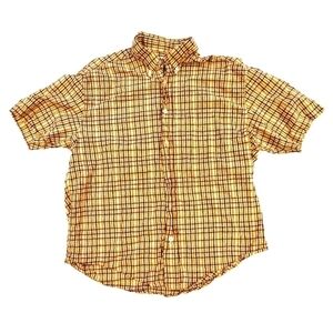 𝅺3/$20 Old Navy Orange Plaid Button-Up  Shirt